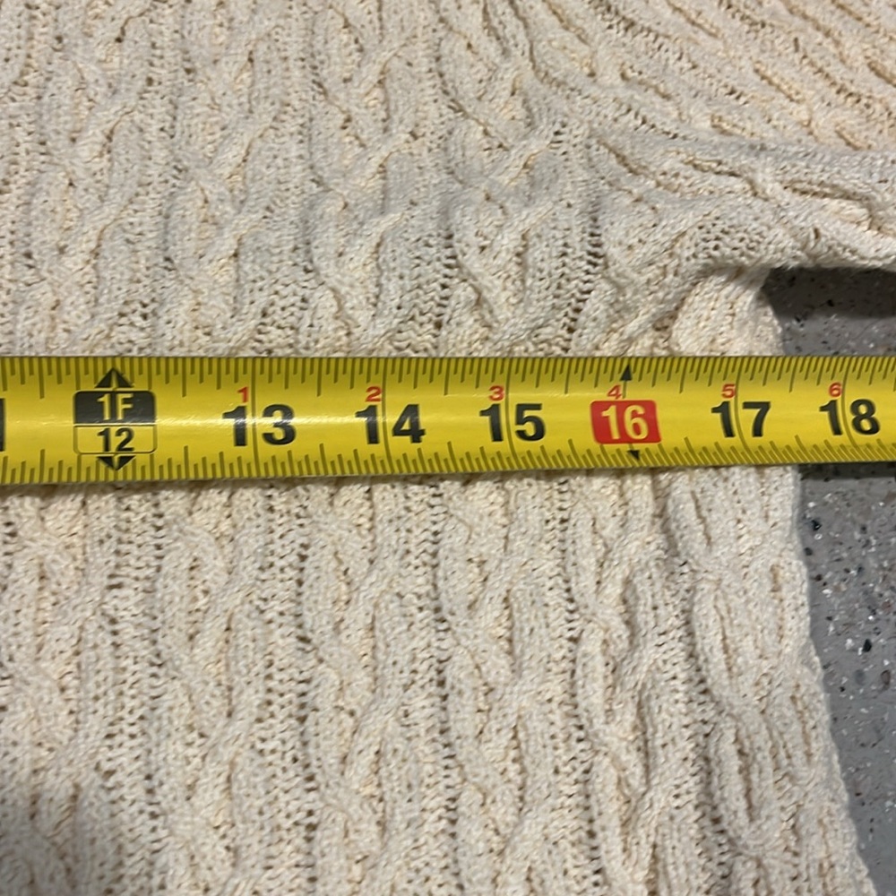 VINTAGE LIZ CLAIBORNE LIZ GOLF CARDIGAN CABLE KNIT SWEATER STRAW YELLOW SIZE M - Picture 10 of 12